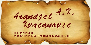 Aranđel Kvačanović vizit kartica